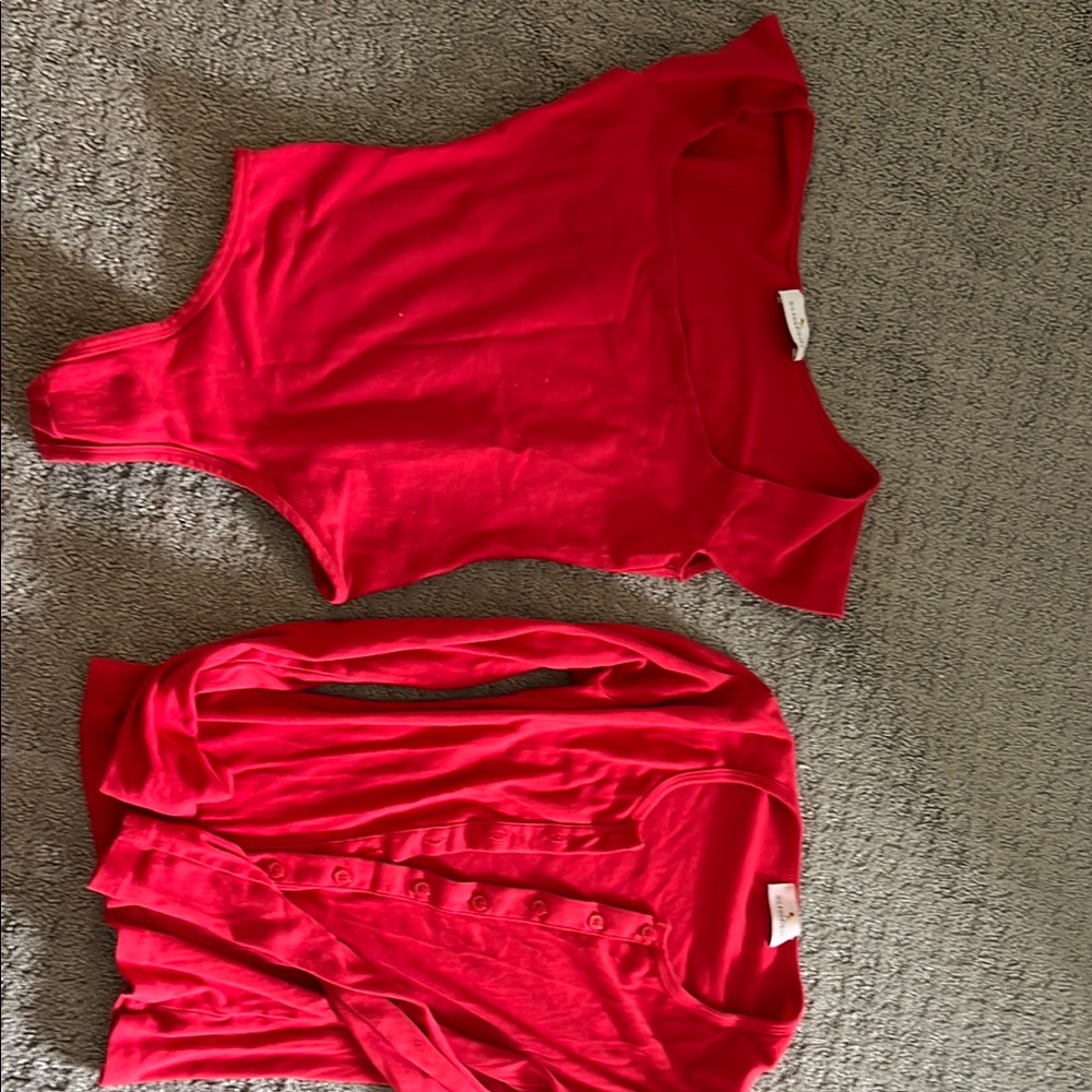 Gil Rodriguez Tomato Red Leotard and Cardigan S